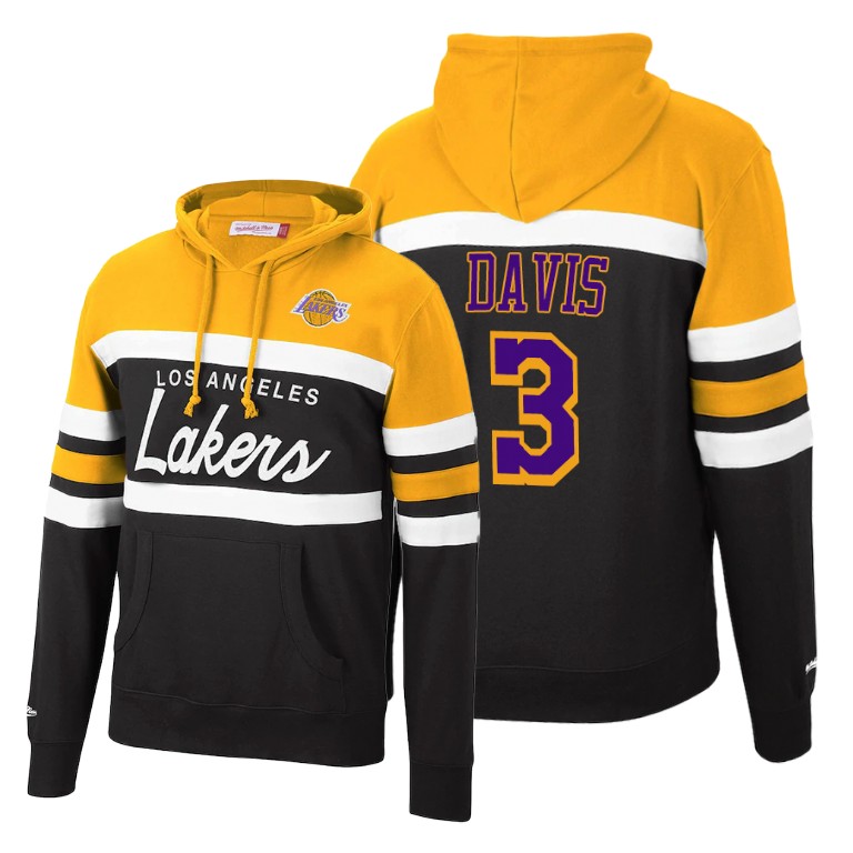 Men's Los Angeles Lakers #3 Anthony Davis 2020 New Fall Edition Gold Black HWC Pullover Hoodie